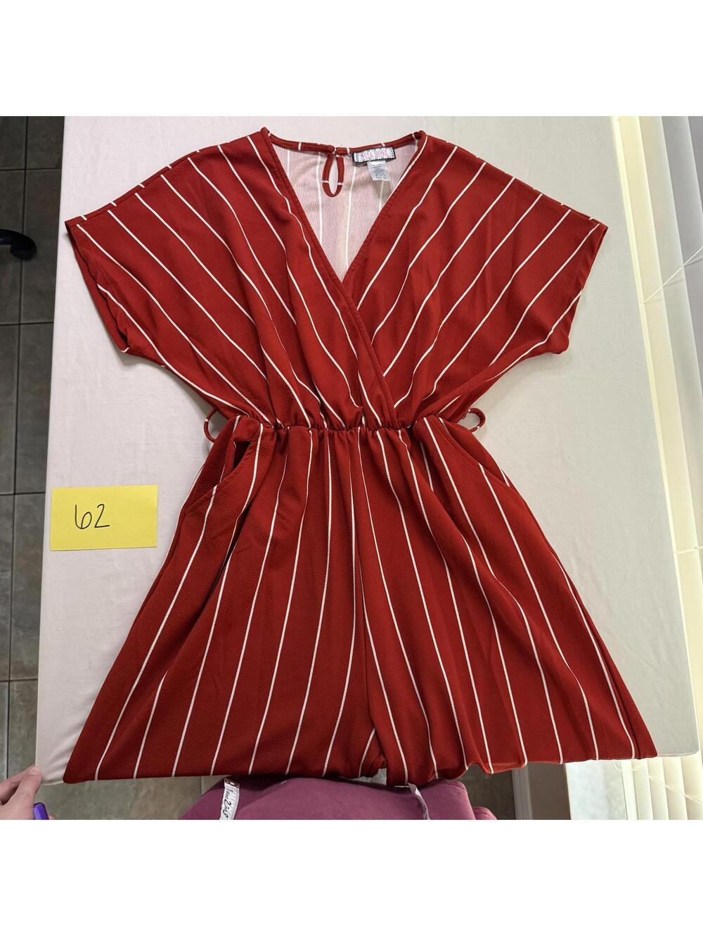 Mia Rose Red and White Striped Plus Size 2X Romper